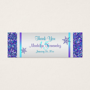 Purple, Silver Snowflakes Quinceanera Favour Tag