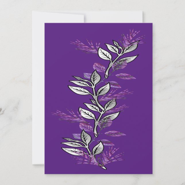 Purple & Silver Sprig Invitation (Front)
