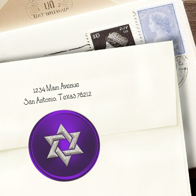 Purple Silver Star of David Envelope Seal (Creator Uploaded)