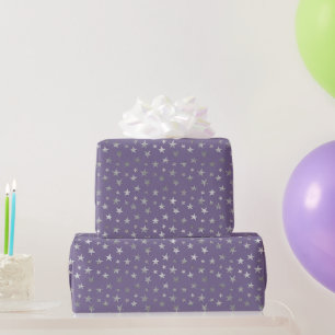 Purple Silver Stars Birthday Wrapping Paper