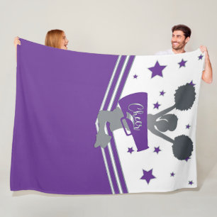 Purple & Silver Stars Cheer Cheer-leading Girls Fleece Blanket