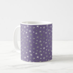 Purple Silver Stars Coffee Mug