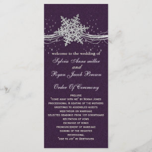 purple Silver  wedding programs tea length