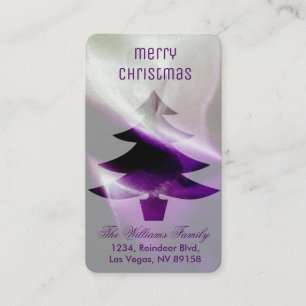 Purple Silver White Christmas Tree Elegant Stylish Business Card