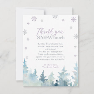 Purple & Silver Winter Photo Party Thank You Card