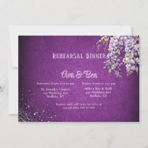 Purple Silver Wisteria Rehearsal Dinner Invitation