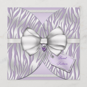 Purple Silver Zebra Invite Ribbon & Jewelled Bow