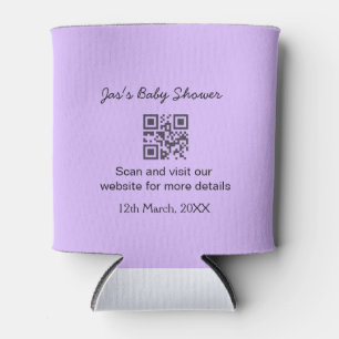 Purple simple baby shower q r code add name text can cooler