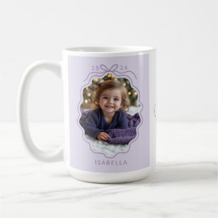 Purple Simple Bow Photo Merry Christmas Coffee Mug