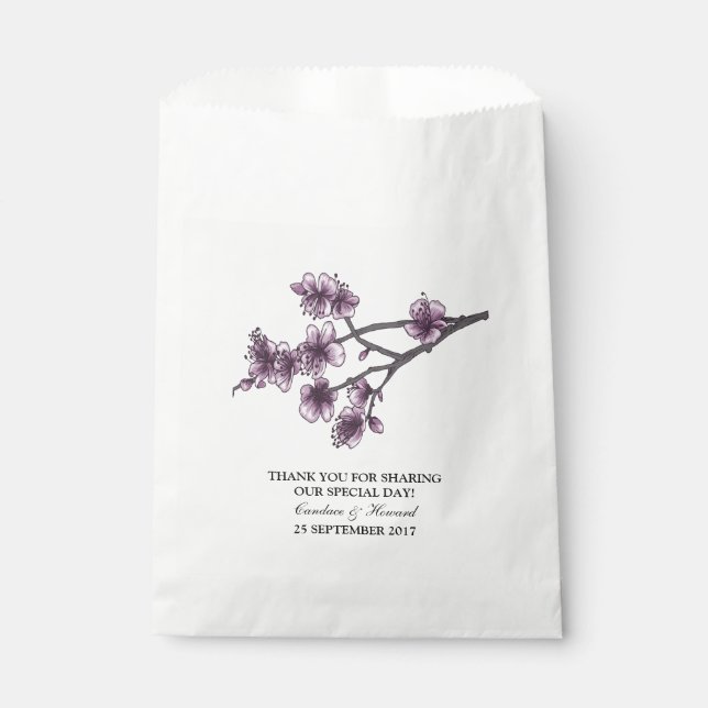 Purple Simple Cherry Blossoms Favour Bags (Front)