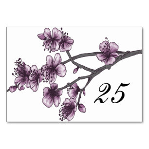 Purple Simple Cherry Blossoms Table Card