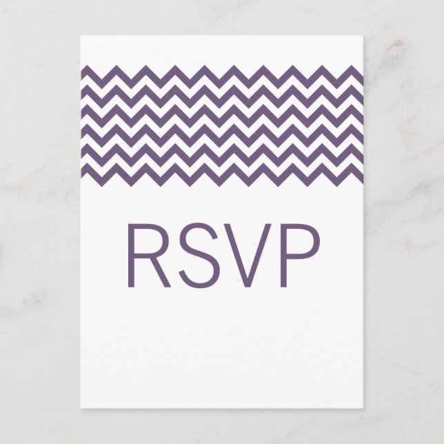 Purple Simple Chevron RSVP Postcard (Front)