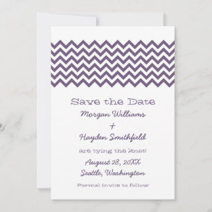 Purple Simple Chevron Save the Date Invite