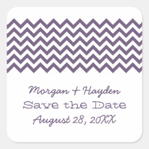 Purple Simple Chevron Save the Date Stickers