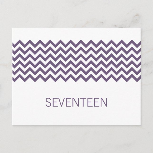 Purple Simple Chevron Table Number Postcard (Front)