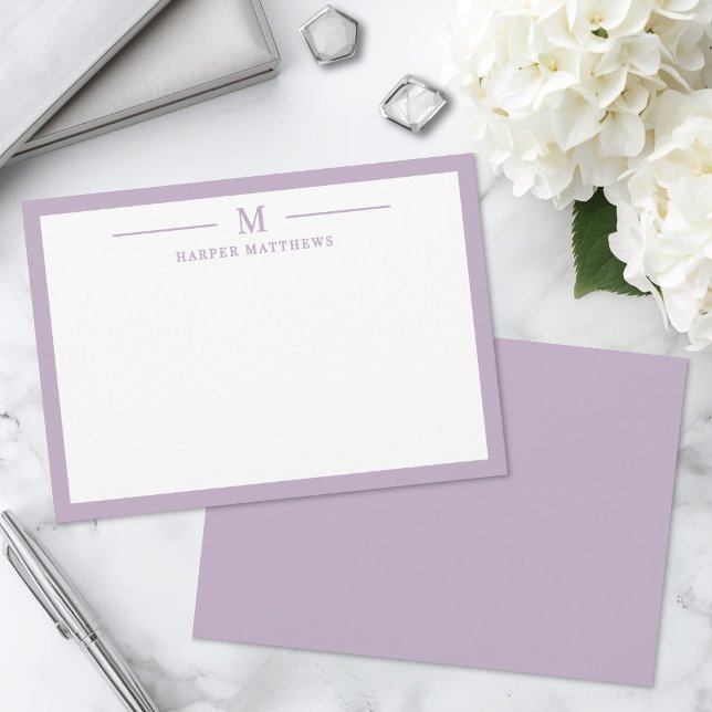Purple Simple Classic Stationery Card (Purple Simple Classic Stationery Note Card)