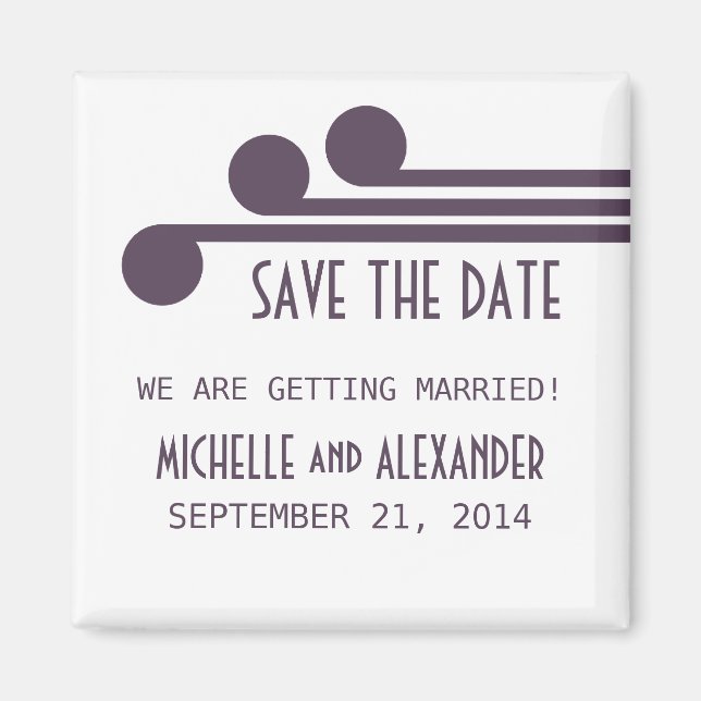 Purple Simple Deco Chic Save the Date Magnet (Front)