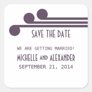 Purple Simple Deco Chic Save the Date Stickers