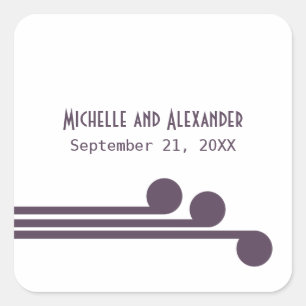 Purple Simple Deco Chic Wedding Stickers