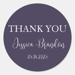 Purple Simple Elegant Minimalist Wedding Classic Round Sticker