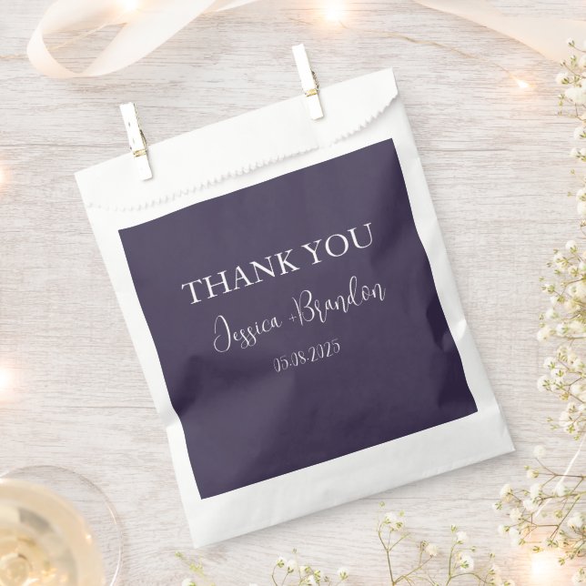 Purple Simple Elegant Minimalist Wedding  Favour Bag (Clipped)