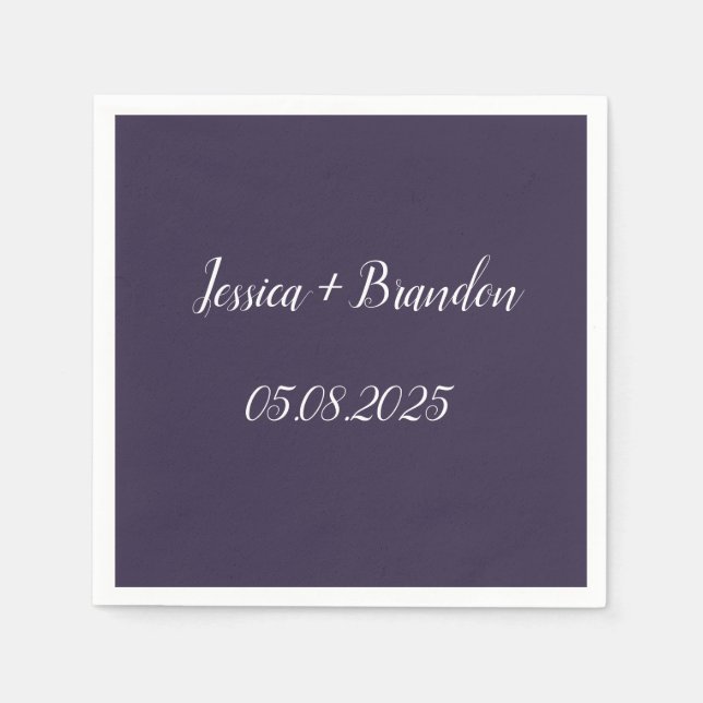 Purple Simple Elegant Minimalist Wedding  Napkin (Front)