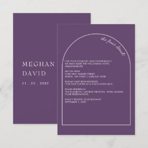 Purple Simple Elegant Modern Arch Wedding Enclosure Card