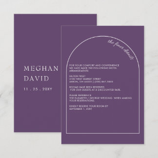 Purple Simple Elegant Modern Arch Wedding  Enclosure Card
