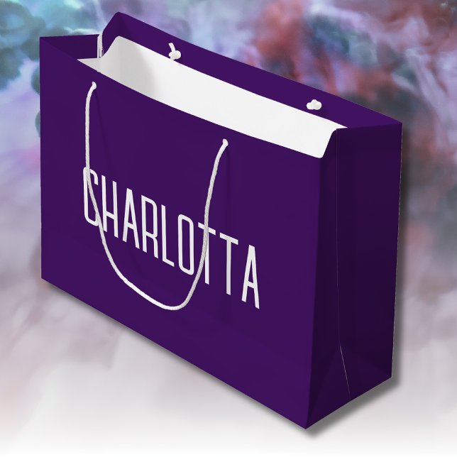 Purple Simple Elegant Stylish Name Large Gift Bag (Creator Uploaded)