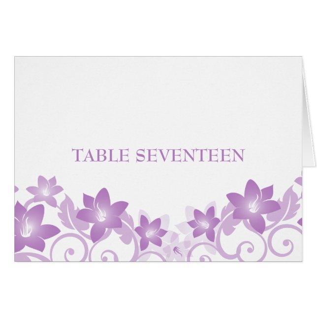 Purple Simple Floral Table Number Card (Front Horizontal)