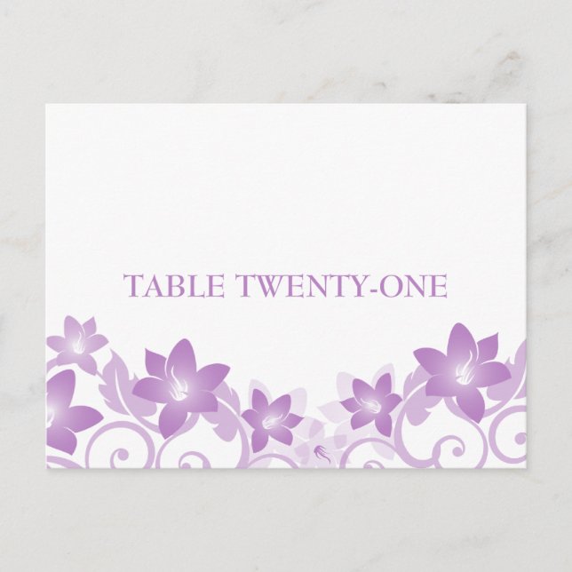 Purple Simple Floral Table Number Postcard (Front)
