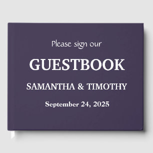 Purple Simple Lavender Modern Minimalist Wedding Guest Book