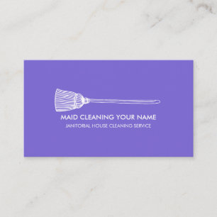 Purple Simple Maid Cleaning Housekeeper Business Card
