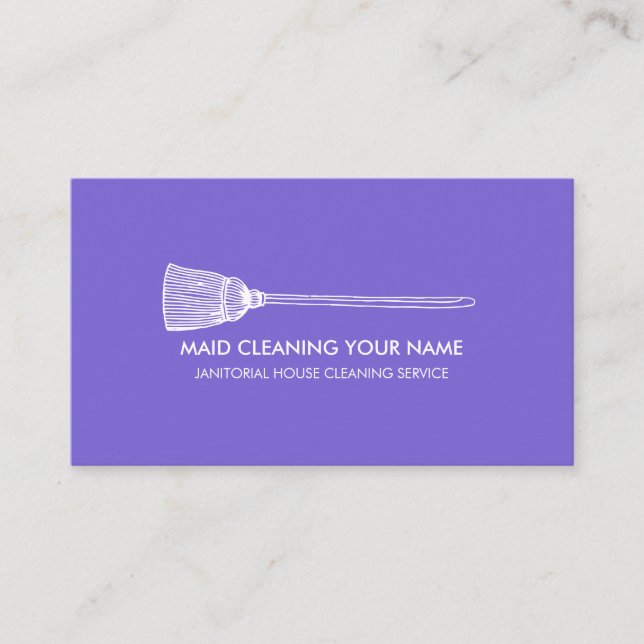 Purple Simple Maid Cleaning Housekeeper Business Card (Front)