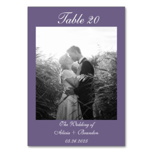 Purple Simple Minimal Calligraphy Script Photo Table Number