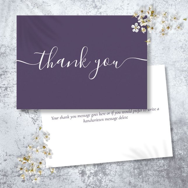 Purple Simple Modern Elegant Script Thank You Card (Purple Simple Modern Elegant Script Thank You Card)