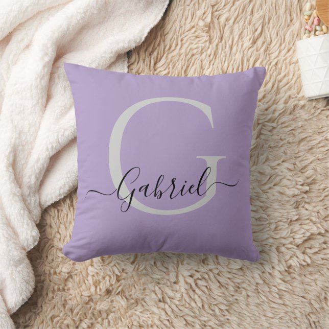 Purple Simple Monogram Elegant  Cushion (Blanket)
