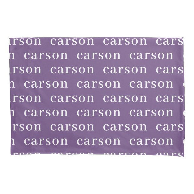 Purple Simple Personalised Repeating Name Pillowcase (Front)