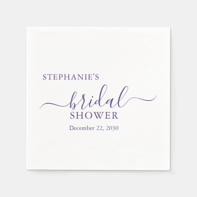 Purple Simple Script Bridal Shower Napkin (Front)