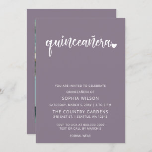Purple Simple Script Quinceanera Photo Invitation