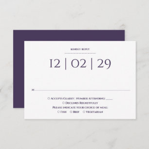 Purple Simple Special Date Wedding RSVP Card