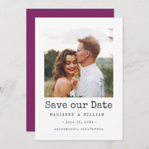 Purple Simple SQUARE Photo wedding save the date