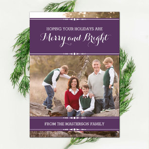 Purple Simply Chic Holiday Photo Flat Card