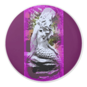 purple sitting mermaid ceramic knob
