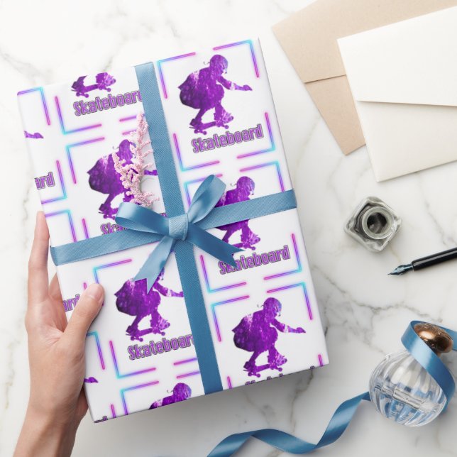 Purple Skateboard Wrapping Paper (Gifting)