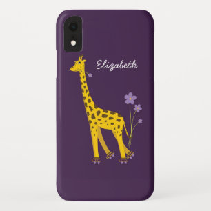 Purple Skating Funny Cartoon Giraffe Personalised iPhone XR Case