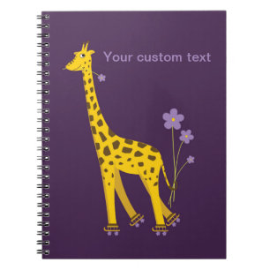 Purple Skating Funny Giraffe Personalised Notebook
