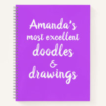 Purple Sketchbook Doodle and Drawings Personalised