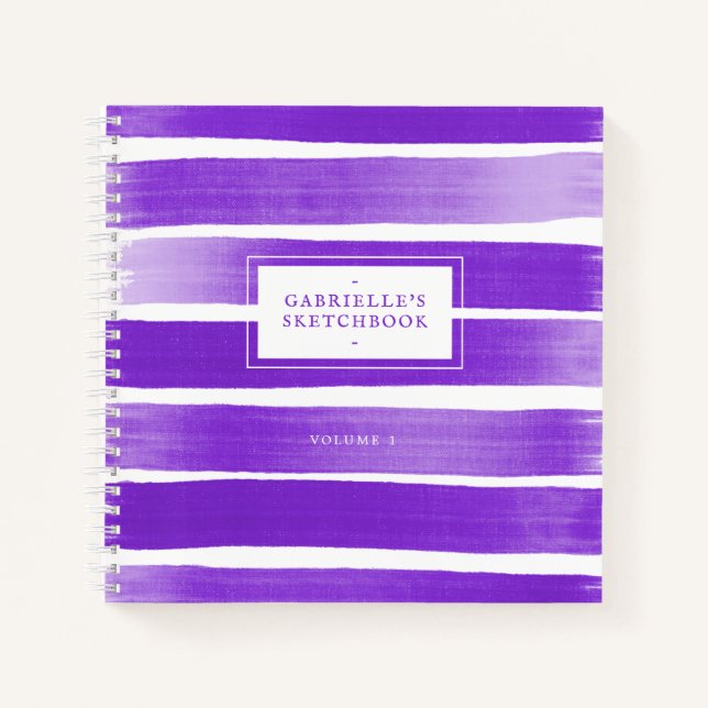 Purple Sketchbook Stripes Personalised Journal (Front)