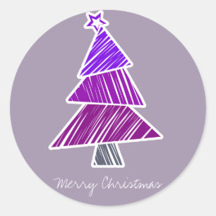 Purple Sketchy Christmas Tree Sticker
